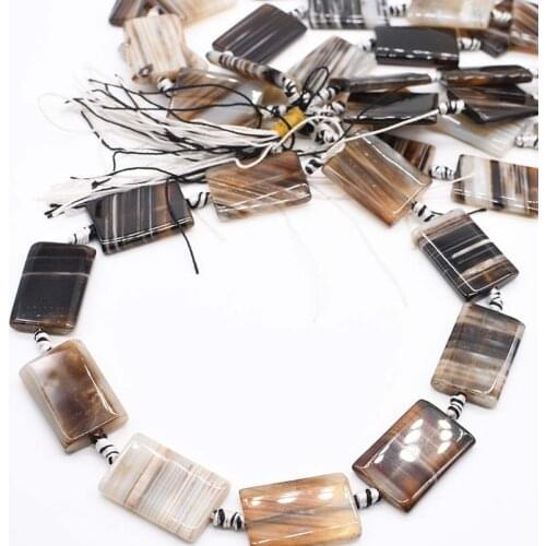2 strands/lot 30mm Natural Brown rectangular Agates smooth stone beads For DIY Necklace Jewelry Making Loose 15"