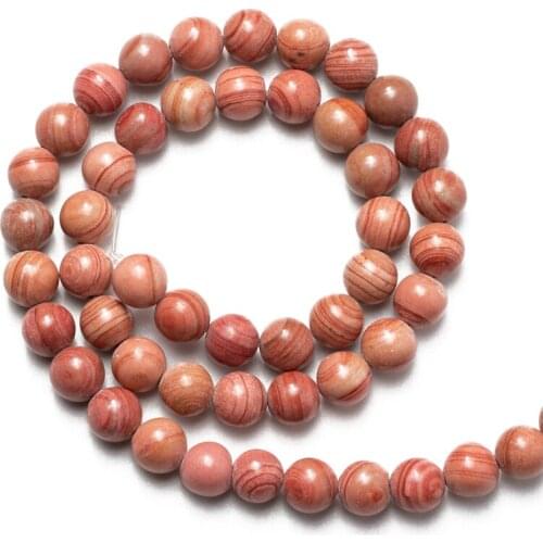 Wholesale Natural Rose Red Line Stone Beads 6 8 10 12mm Round Loose Beads DIY Making Bracelet Necklace Jewelry Accessories