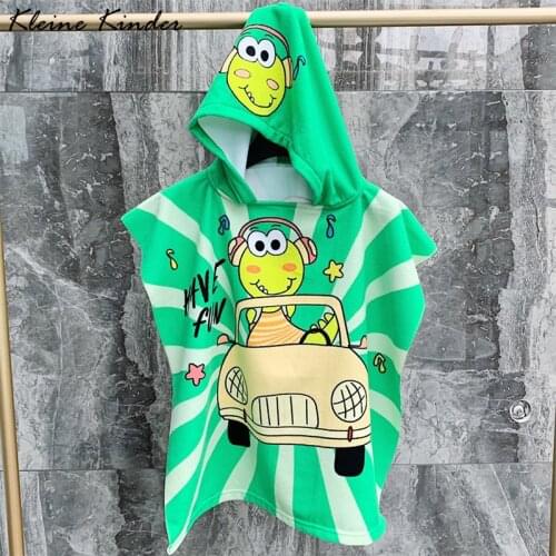 Childrens Swimming Towels Dried Fast Beach Surf Poncho Boy Girl Hooded Cartoon Kids Bath Robe Pool Baby Swaddle Wrap Blankets