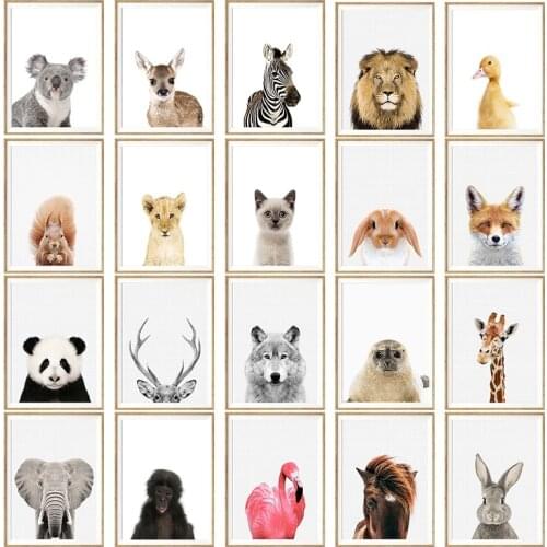 Baby Animal Poster Panda Giraffe Elephant Canvas Painting Nursery Wall Art Nordic Picture Kids Room Decoration