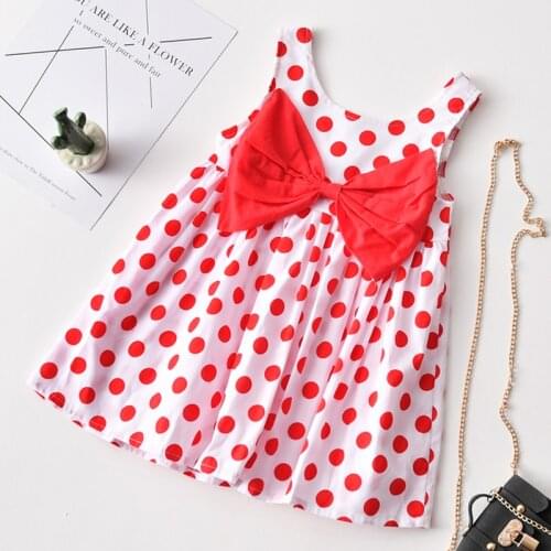 Kids Clothes Summer New Brand Girl Dress Dot Big Bow Children Clothing Princess Birthday Dresses Baby Girl Clothes