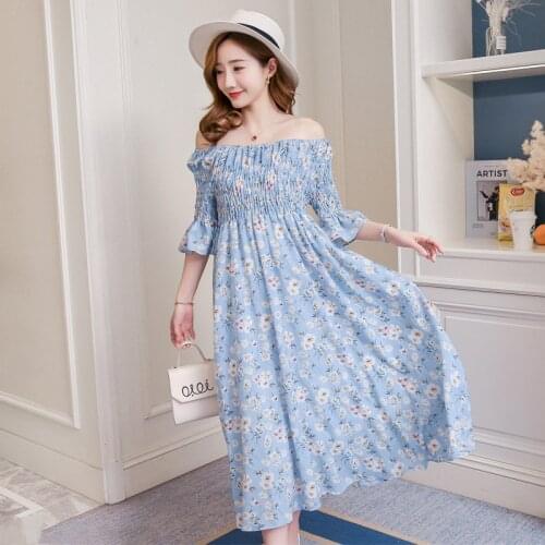 520 2018 summer clothes new version of the fashion missing shoulder and waist show thin long maternity dress