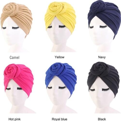 6 Colors Cotton Bonnet Head Hair Caps Styling Cover Wrap Hat Salon Night Hat Natural Curly Double Elastic Bathing Sleep Women