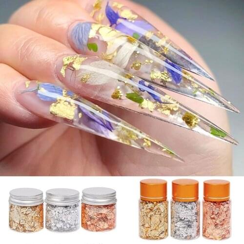 Jewelry Making Tool Luxury 1 Bottle Gold Silver Foil Fillings Materials Shiny Gold Leaf Flake Sequins DIY Epoxy Resin Nail Art