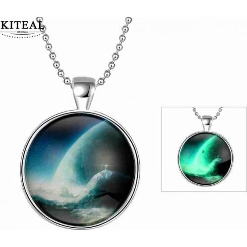 KITEAL 2017 new Glow Jewelry Clear unisex pendant necklace Gorgeous sky glow in the dark collar horloge