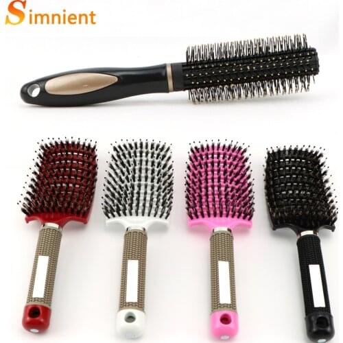 Girls Hair Scalp Massage Comb Hairbrush Bristle Nylon Women Wet Curly Detangle Hair Brush for Salon Hairdressing Styling Tools