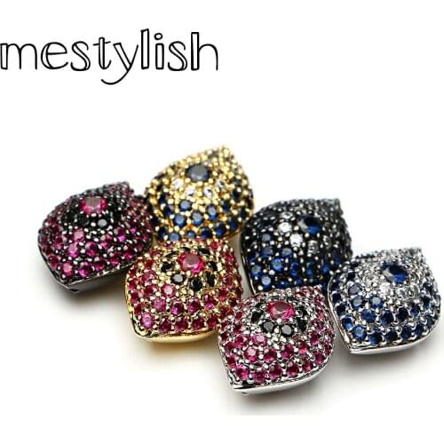 Mestylish 2pcs/lot New Arrived Copper Zircon Blue Evil Eye Beads Charms fit Diy Bracelets Jewelry Handmade Making