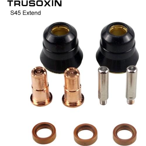 12PCS Plasma Cutter S45 Torch Trafimet Consumables Kit PR0106 Long Electrode PD0103 Long Tip Gas Diffuser PE0106 Nozzle Cup