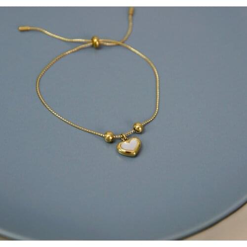Stainless steel Heart love bracelet for women gold snake chain shell hand jewelry