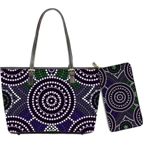 Noisydesigns hand bagAstralian Aboriginal Dots Patten Printing ladies shoulder handbags women leather handbag & wallet purses