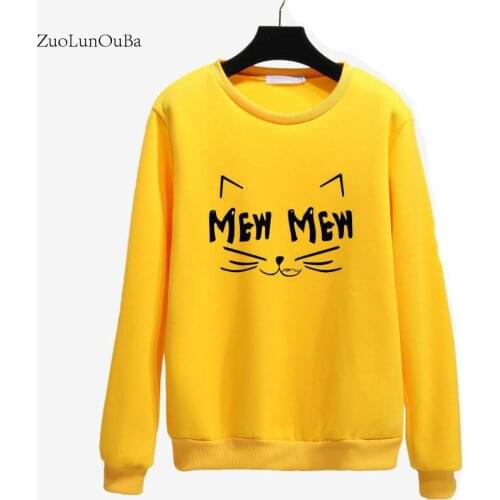 Zuolunouba 2018 New Autumn Winter Sweatshirt Women Cartoon Printed Harajuku Students Lady Yellow Long-sleeved Pullover Tops