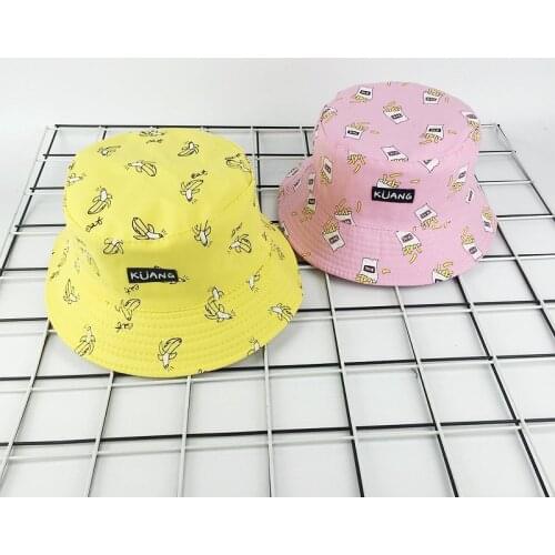 2021 New Banana Fries Fisherman Hat Womens Bucket Hat Reversible Sunshade Hat Summer Casual Sun Protection Hats Unisex Panama