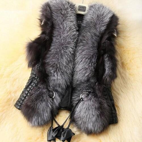 Autumn and winter new European and American fur integrated womens imitation fur vest increase code female vest short jacket