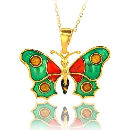 Butterfly Necklace 925 Sterling Silver Colorful Nature Charm Bridesmade Nature Lover Gift