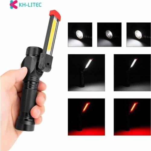 Portable 7 Mode T6 COB Flashlight USB Rechargeable LED Work Light Magnetic COB 18650 Lanterna Lamp For Outdoor Camping Torch