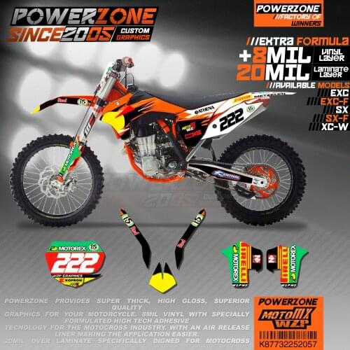 PowerZone Custom Team Graphics Backgrounds Decals 3M Stickers Kit For KTM SX SXF MX EXC XCW Enduro 125cc to 500cc 2011-2016 057