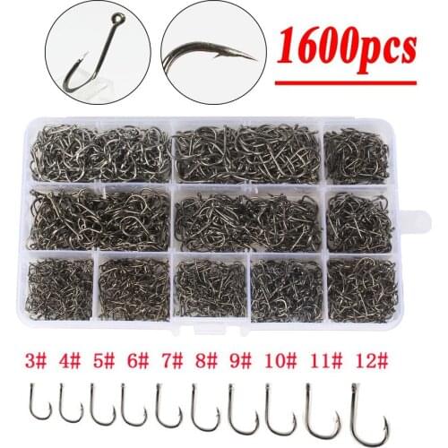 1600pcs/box ISEAMA With Ring Hook Carp Fish Hooks High Carbon Steel Barbed Sharp Fishing Hook 3#-12