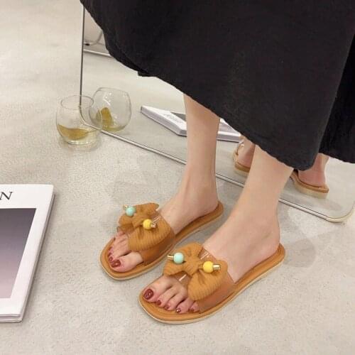 Summer Flat Women Slippers Bow Women Home Slipp Comfortable Womens Sandals Roman Womens Beach Shoes Luxury Slides