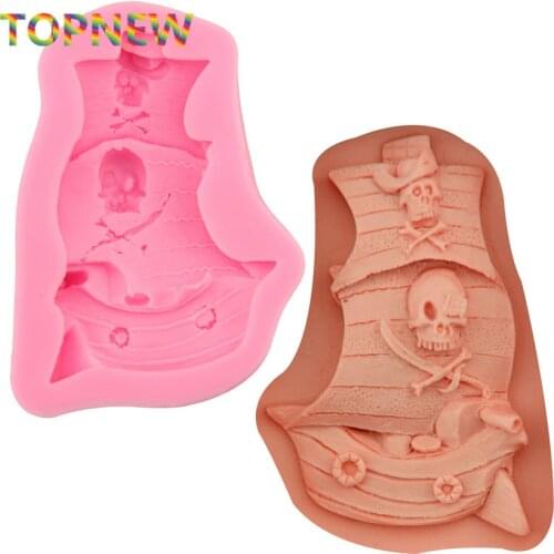DIY Pirate Ship Silicone Cake Mold Viking Modeling Fondant Chocolate Mould Cake Decorating Tools Baking Ice Tray Soap C2985