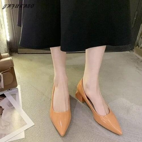 Fashion Pointed Toe Mid Heel High Heels 2021 New Korean Shallow Mouth Single Shoes Elegant Ladies Pumps Career Work Shoes Black