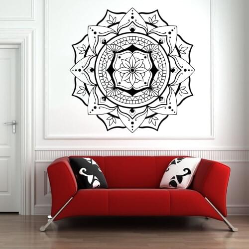 Mandala Vinyl Wall Decal Living Room Background Window Wall Dcoration OM Symbol Wall Sticker Lotus Home Decor Bedroom Yoga Z611