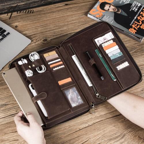 Vintage Multifunction ipad case for ipad pro 11 inch 2020 retro casual zipper ipad Sleeve Pouch genuine leather Tablets estuche