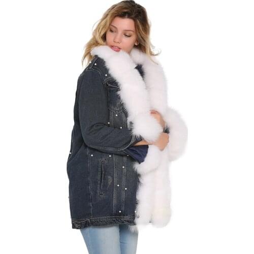 Denim Woman Coat With Pearls, Real Fur Coat, Real Fur Jacket, Real Fur Clothes, real Fur Vest, Real Fur Anorak, Real Fur Parka