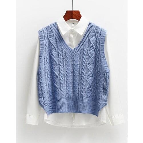 Vest Women Solid Short Loose Trendy Korean Style Sleeveless Knitted V-Neck All-match Female Coats Simple Leisure Outwear