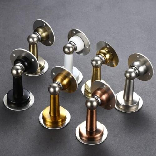 1PC 304 Stainless Steel Magnetic Door Stop Non Punching Sticker Hidden Catch Floor Mounted Door Holder Door Hardware