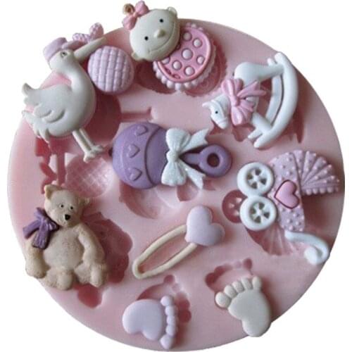 1PCS Baby Shower Party Fondant Molds Silicone Mold Soap Candle Moulds Sugar Craft Tools Chocolate Moulds Bakeware