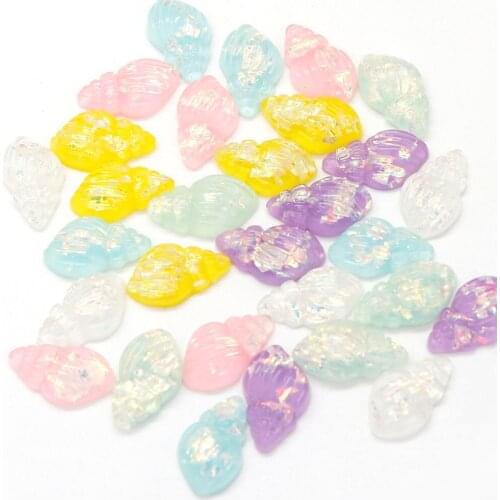 10Pcs Mix color Lovely Shell Conch Shape Resin Rhinestone Flat Back Crystals Rhinestones Stone DIY Hair Clip Headwear Decoration