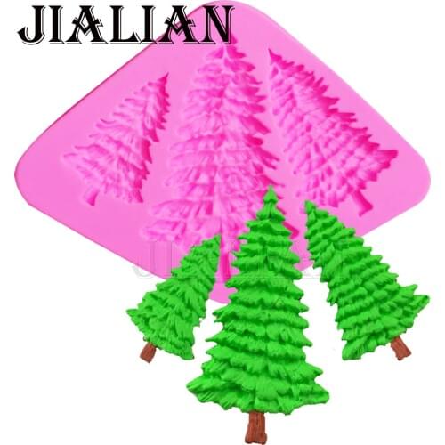 3 Hole Christmas Tree silicone fondant moulds pine cake decorating tools chocolate gumpaste mold kitchen bar supplies T0972