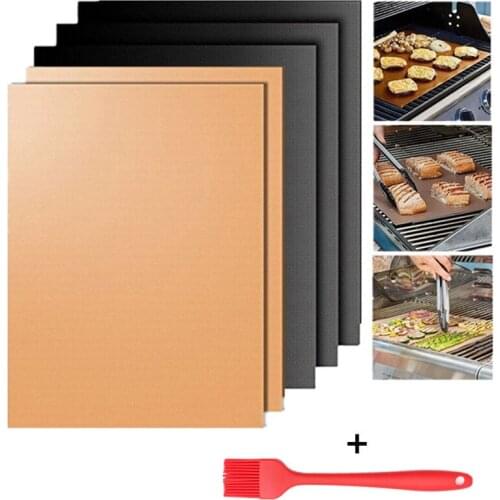 4Pcs/Lot Barbecue Grill Mats Copper Bakeware Mat Non Stick Pad BBQ Grill Roast Cooking Tools For Camping Hiking Outdoor Picnic