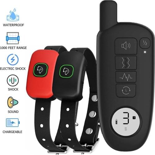 400M Remote Control Dog Training Device Pet Bark Stopper Anti-barking Electric Shock/Vibration/Sound/Rechargeable Function