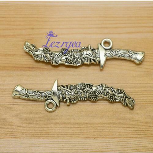 5pcs/lot--61x16mm, Antique silver plated samurai sword dagger charms ,DIY supplies, Jewelry accessories
