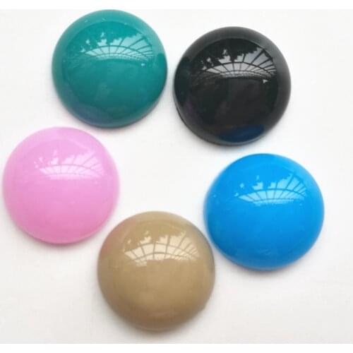 50 Pieces/lot 14mm 16 Colors Resin Stone Round Cabochon Domes Flat back Beads For DIY Jewelry Makings