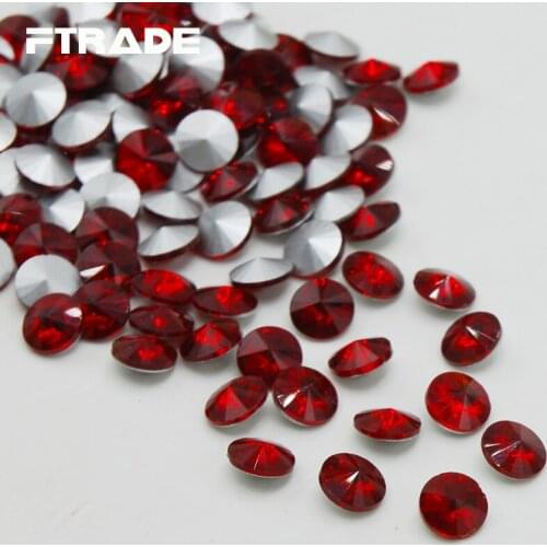 8mm,10mm,12mm,14mm,16mm,18mm Red/Light Siam Color Rivoli Glass Crystal Point Back Glue On Arts Crafts Stones Jewelry Making