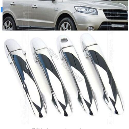 Car styling ACCESSORIES FIT FOR 2006~2012 HYUNDAI SANTA FE / IX45 (CM) CHROME SIDE DOOR HANDLE BAR COVER CATCH TRIM MOLDING