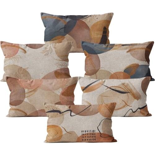 Art Cushion Cover Beige Linen Plant Throw Pillow Case Car Decor Home Decoration 30x50 Abstract Decorative Pillowcase