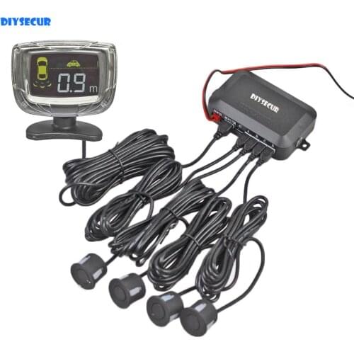 DIYSECUR Car Rear View Reverse Bumper Parking Radar 4 Sensors Black Silver White LCD Alarm Rear View System Kit