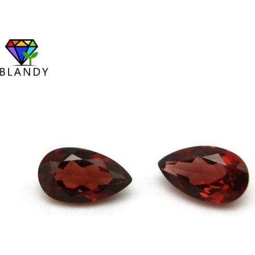Free Shipping 2x3-6x8mm Pear Shape Machine Cut Red Garnet Stone 5A Quality Loose Red Color Natural Gems
