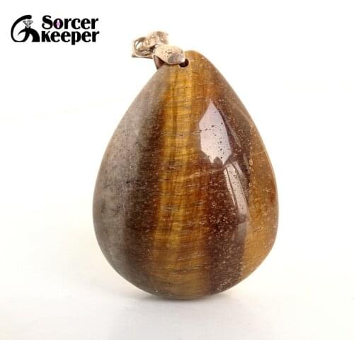 Free Shipping Fashion Jewelry Natural African Tigers Eye Stone Drop Pendant Necklace Timeless Gift For Boyfriend FS854