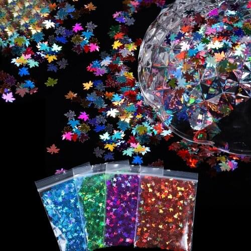 10g Multicolor Holographic Maple Glitter Flakes Nail Sequins Paillette Iridescent Nail Art Filling For DIY Epoxy Resin Crafts