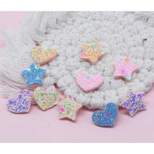 30Pcs Glitter Shiny Heart Sequins Star Appliques For Handmade DIY Clothes Hat Sewing Patches Headwear Hair Clips Accessories