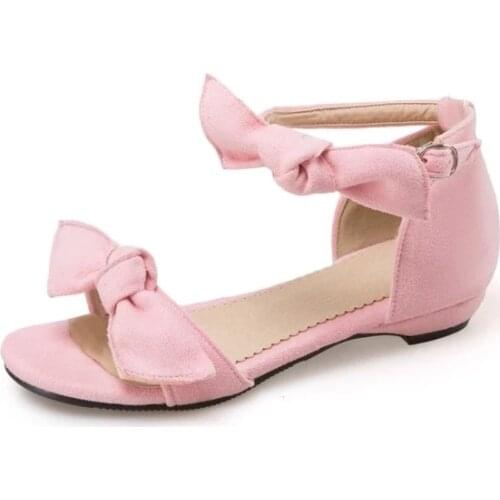 Big Size 11 12 wedges shoes for women sandals women shoes woman ladies summer Sweet suede bow with sandals