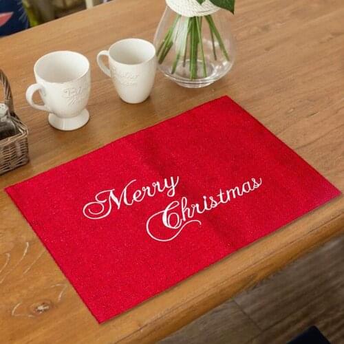 Christmas Red Placemats Table Mats Non-Slip Insulation Placemat Washable Table Mats For Dinner Table Decoration 45.5x30.2CM