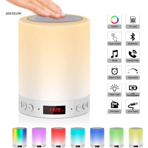 Colorful Night Light With Wireless Bluetooth Speaker Smart Portable Touch Control Colors LED Desk Table Lamp Support TF Card AUX