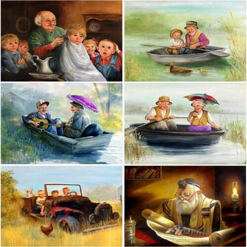 DIY Painting By Numbers Old Couple Kit Oil Picture By Numbers Children Wall Art Acrylic Paintings On Canvas Home Decoration