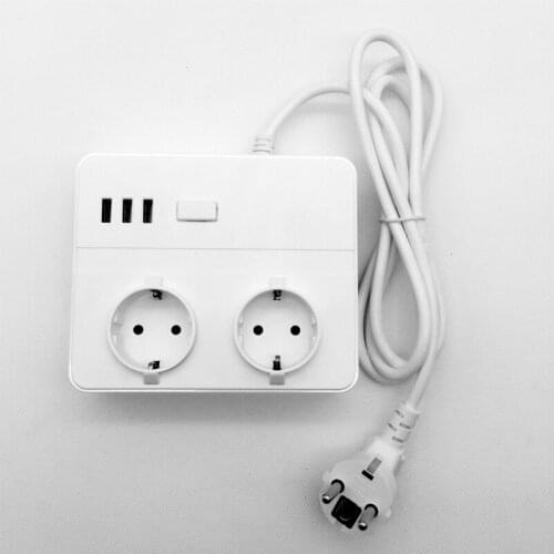 16A EU Standard Power Socket Strip Electrical Adapter 1.5M Plug Cord Wire with USB Charge Port For Office Conference Table