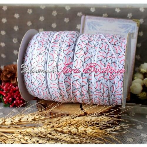 FLRA ElasticBaseball printed elastic printed solid Fold Over Elastic foe wholesale 5/8 foe